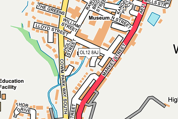 OL12 8AJ map - OS OpenMap – Local (Ordnance Survey)