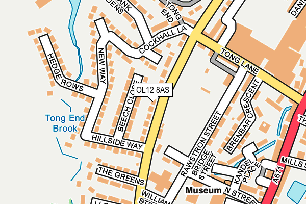 OL12 8AS map - OS OpenMap – Local (Ordnance Survey)