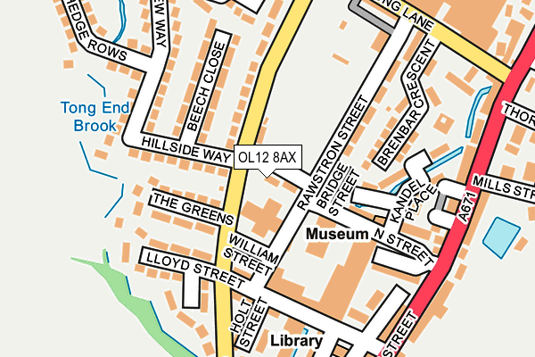 OL12 8AX map - OS OpenMap – Local (Ordnance Survey)