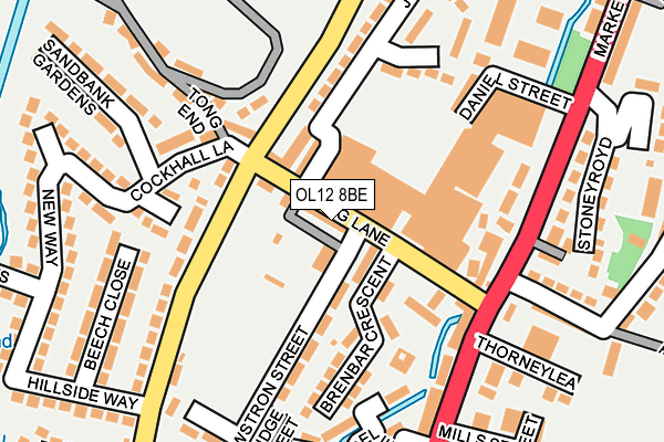 OL12 8BE map - OS OpenMap – Local (Ordnance Survey)