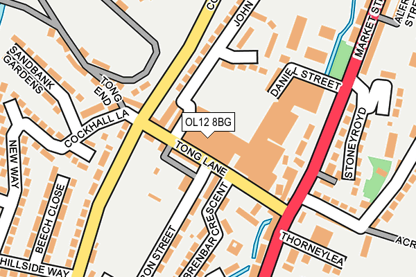 OL12 8BG map - OS OpenMap – Local (Ordnance Survey)