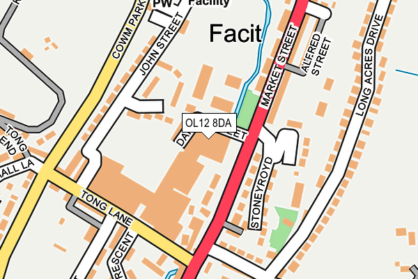 OL12 8DA map - OS OpenMap – Local (Ordnance Survey)