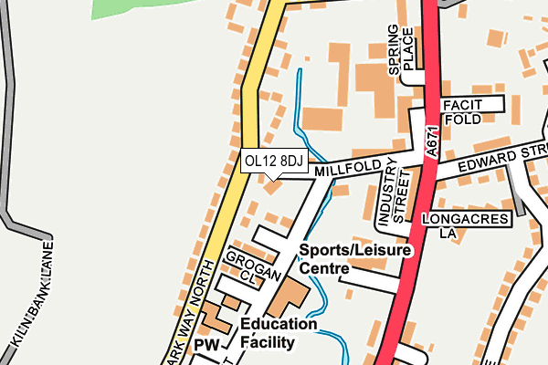 OL12 8DJ map - OS OpenMap – Local (Ordnance Survey)