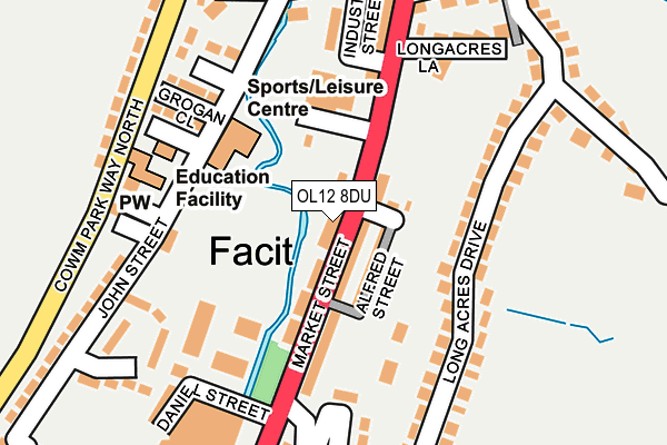 OL12 8DU map - OS OpenMap – Local (Ordnance Survey)