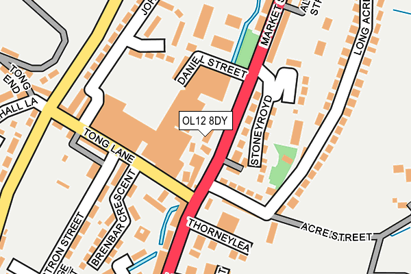 OL12 8DY map - OS OpenMap – Local (Ordnance Survey)