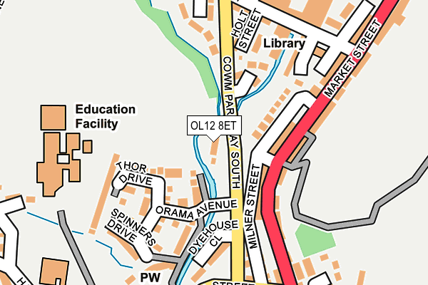 OL12 8ET map - OS OpenMap – Local (Ordnance Survey)