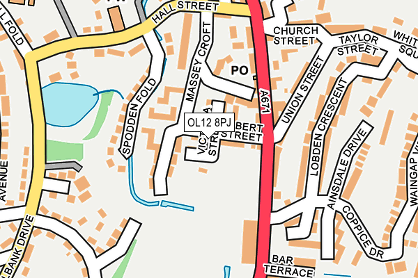 OL12 8PJ map - OS OpenMap – Local (Ordnance Survey)