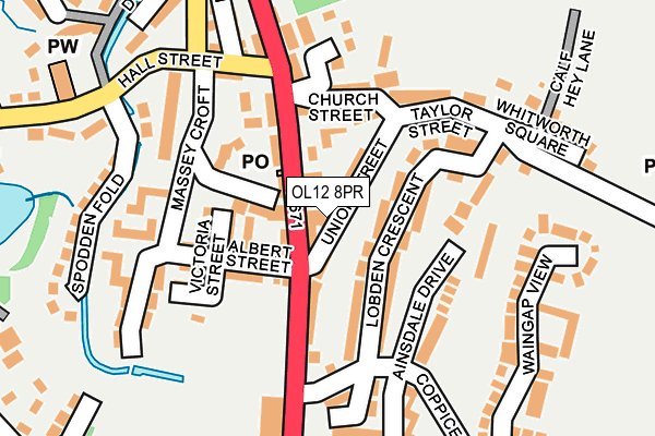 OL12 8PR map - OS OpenMap – Local (Ordnance Survey)