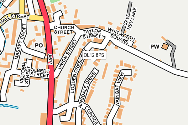 OL12 8PS map - OS OpenMap – Local (Ordnance Survey)