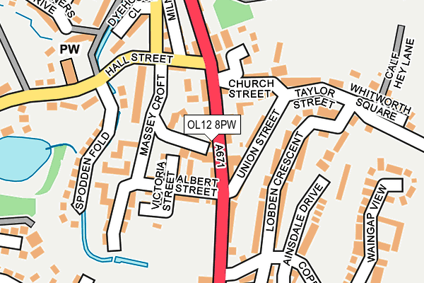 OL12 8PW map - OS OpenMap – Local (Ordnance Survey)