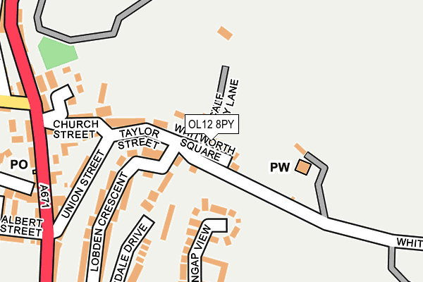 OL12 8PY map - OS OpenMap – Local (Ordnance Survey)