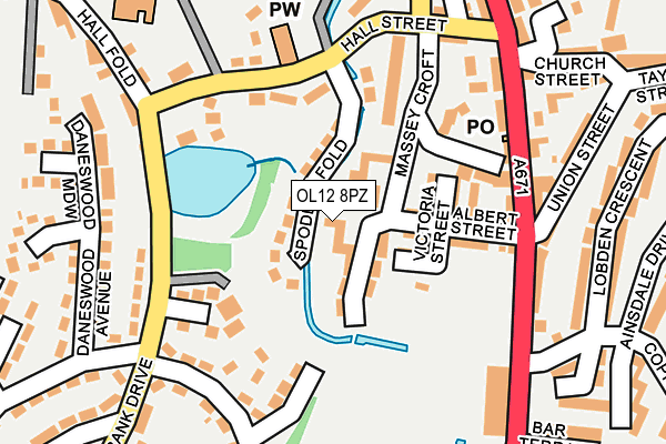 OL12 8PZ map - OS OpenMap – Local (Ordnance Survey)