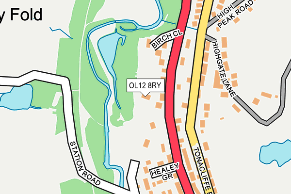 OL12 8RY map - OS OpenMap – Local (Ordnance Survey)