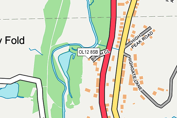 OL12 8SB map - OS OpenMap – Local (Ordnance Survey)