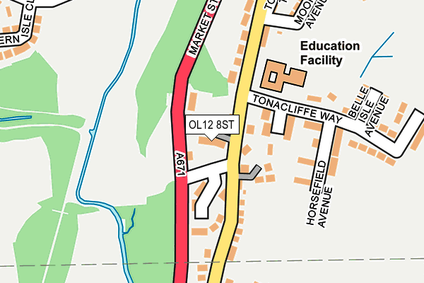 OL12 8ST map - OS OpenMap – Local (Ordnance Survey)