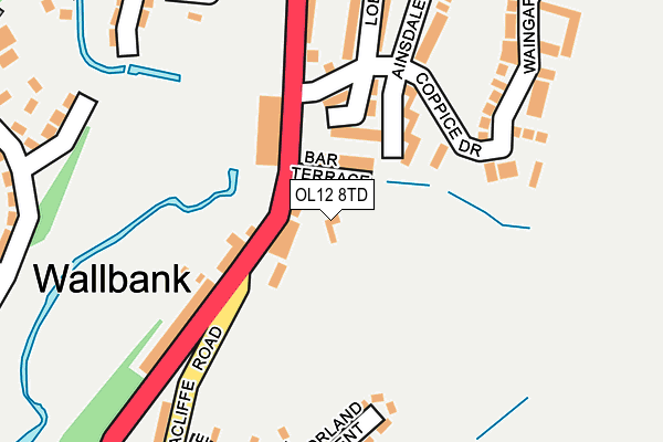 OL12 8TD map - OS OpenMap – Local (Ordnance Survey)