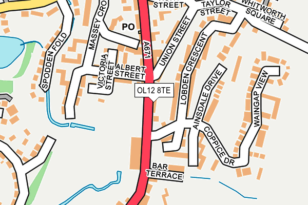 OL12 8TE map - OS OpenMap – Local (Ordnance Survey)