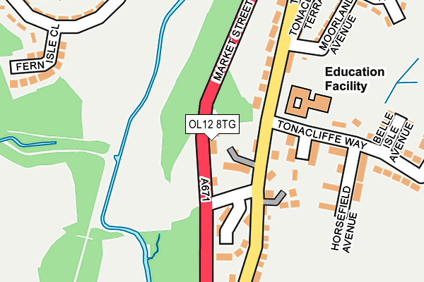 OL12 8TG map - OS OpenMap – Local (Ordnance Survey)
