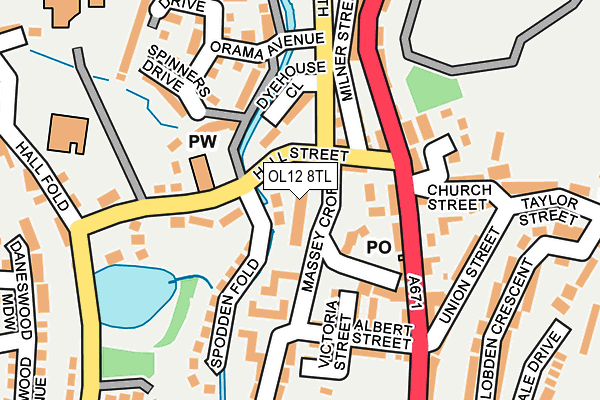 OL12 8TL map - OS OpenMap – Local (Ordnance Survey)
