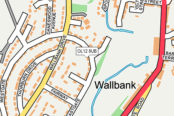 OL12 8UB map - OS OpenMap – Local (Ordnance Survey)