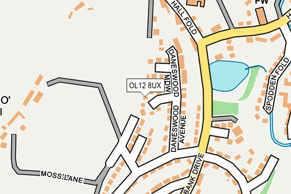 OL12 8UX map - OS OpenMap – Local (Ordnance Survey)