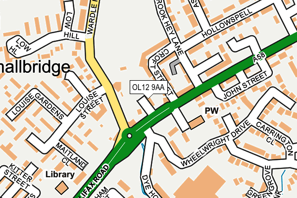 OL12 9AA map - OS OpenMap – Local (Ordnance Survey)