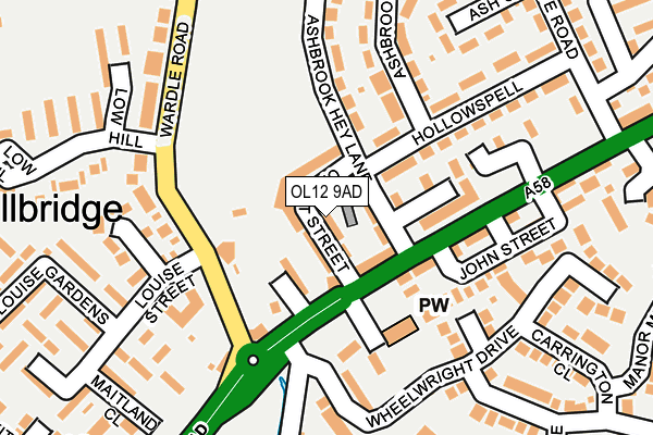 OL12 9AD map - OS OpenMap – Local (Ordnance Survey)