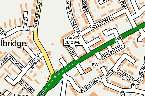 OL12 9AE map - OS OpenMap – Local (Ordnance Survey)