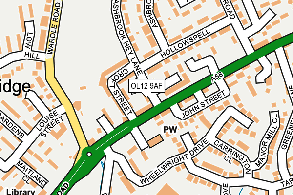 OL12 9AF map - OS OpenMap – Local (Ordnance Survey)