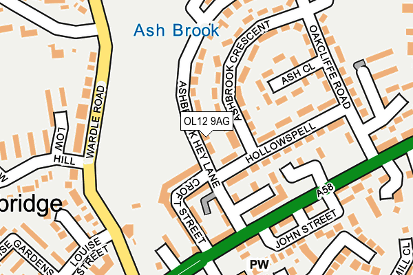 OL12 9AG map - OS OpenMap – Local (Ordnance Survey)