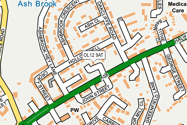 OL12 9AT map - OS OpenMap – Local (Ordnance Survey)