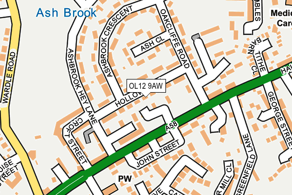 OL12 9AW map - OS OpenMap – Local (Ordnance Survey)