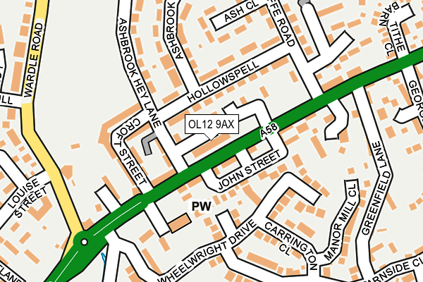OL12 9AX map - OS OpenMap – Local (Ordnance Survey)