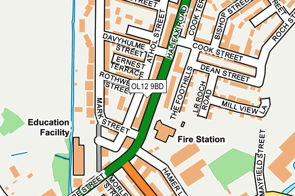 OL12 9BD map - OS OpenMap – Local (Ordnance Survey)