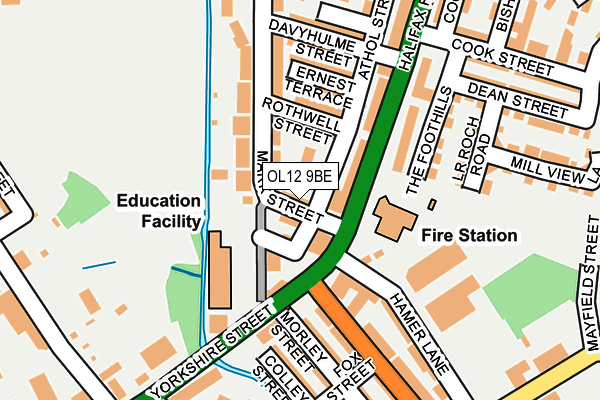 OL12 9BE map - OS OpenMap – Local (Ordnance Survey)