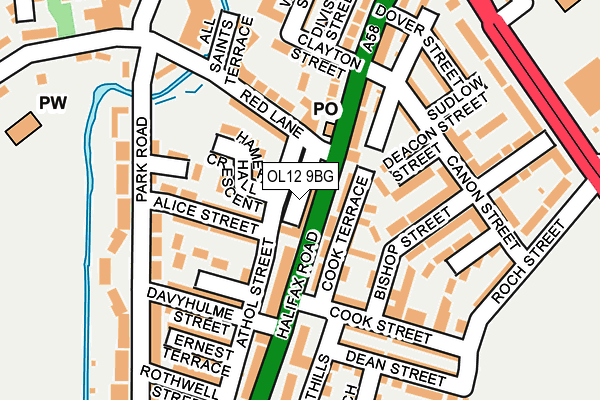 OL12 9BG map - OS OpenMap – Local (Ordnance Survey)