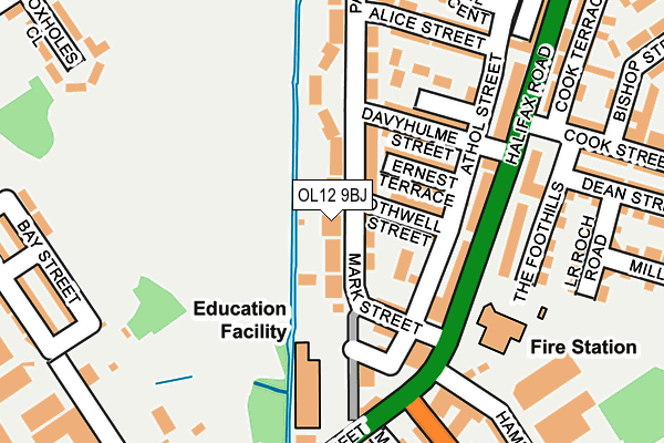 OL12 9BJ map - OS OpenMap – Local (Ordnance Survey)