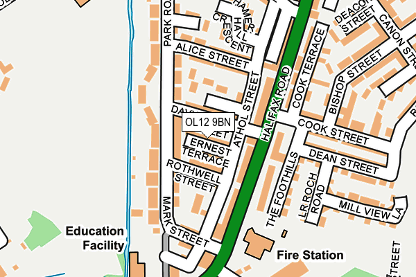 OL12 9BN map - OS OpenMap – Local (Ordnance Survey)