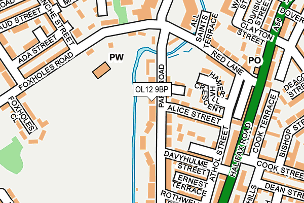 OL12 9BP map - OS OpenMap – Local (Ordnance Survey)