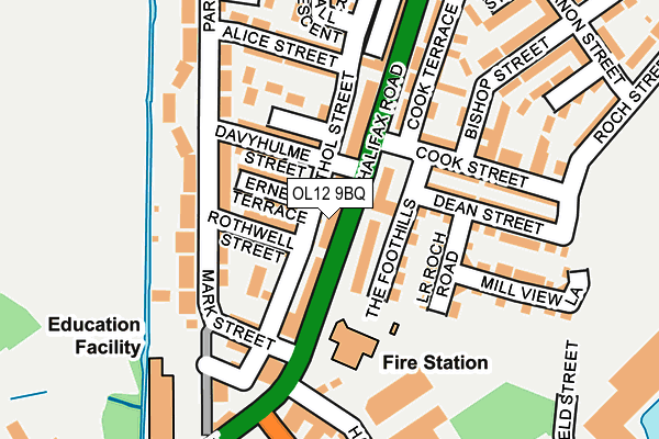 OL12 9BQ map - OS OpenMap – Local (Ordnance Survey)