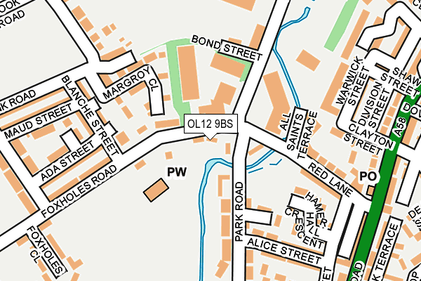 OL12 9BS map - OS OpenMap – Local (Ordnance Survey)