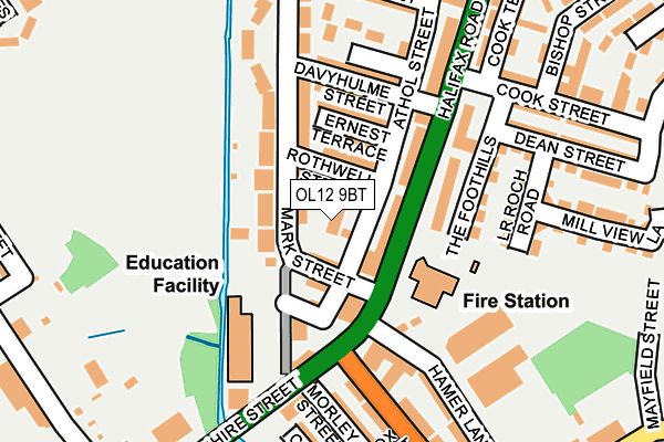 OL12 9BT map - OS OpenMap – Local (Ordnance Survey)