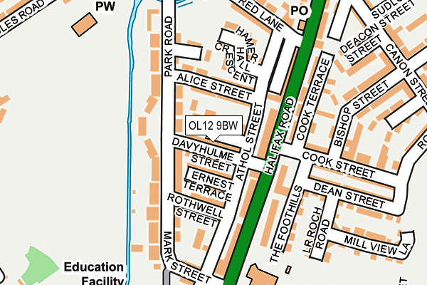 OL12 9BW map - OS OpenMap – Local (Ordnance Survey)