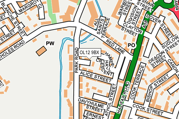OL12 9BX map - OS OpenMap – Local (Ordnance Survey)