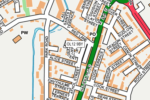OL12 9BY map - OS OpenMap – Local (Ordnance Survey)