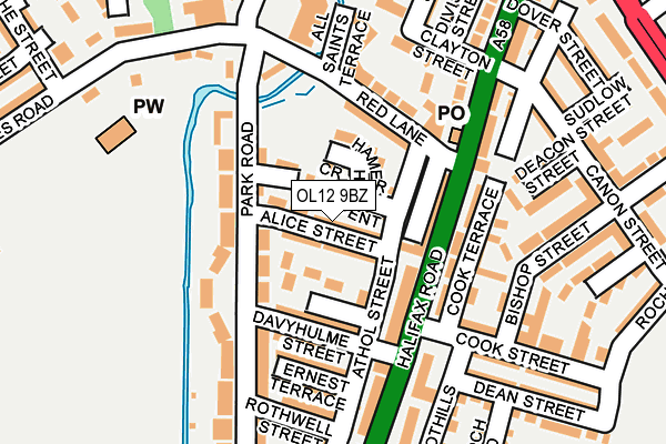 OL12 9BZ map - OS OpenMap – Local (Ordnance Survey)