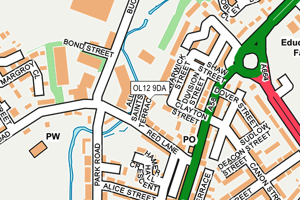 OL12 9DA map - OS OpenMap – Local (Ordnance Survey)