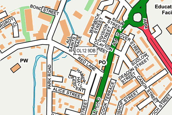 OL12 9DB map - OS OpenMap – Local (Ordnance Survey)