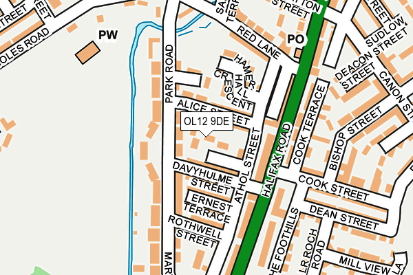 OL12 9DE map - OS OpenMap – Local (Ordnance Survey)
