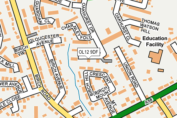 OL12 9DF map - OS OpenMap – Local (Ordnance Survey)